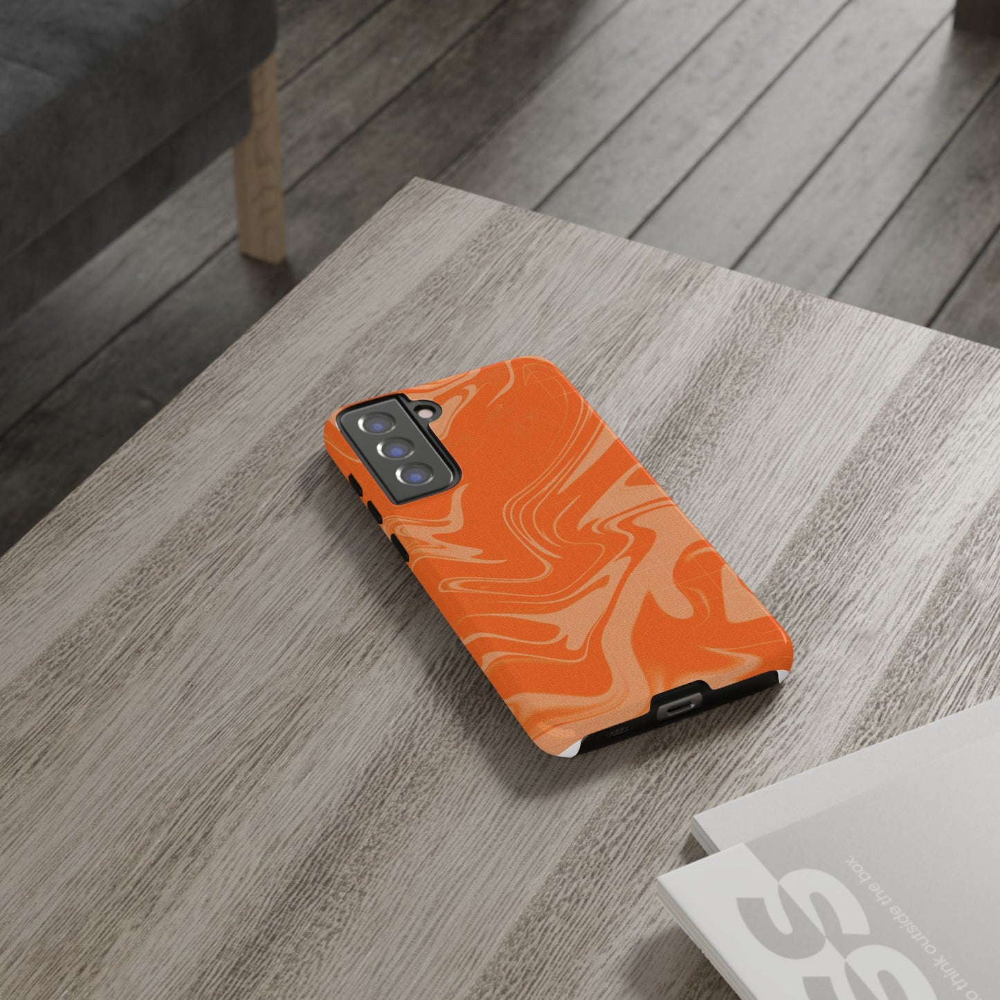 Stylish Orange Marble Phone Case - Tough Cases for Trendy Protection