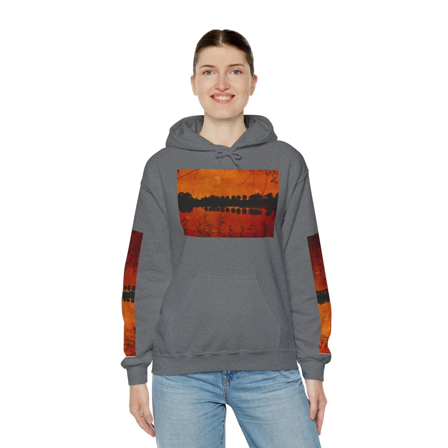 Sunset Reflection Hoodie - Cozy Unisex Heavy Blend™ Sweatshirt with Vibrant Nature Design