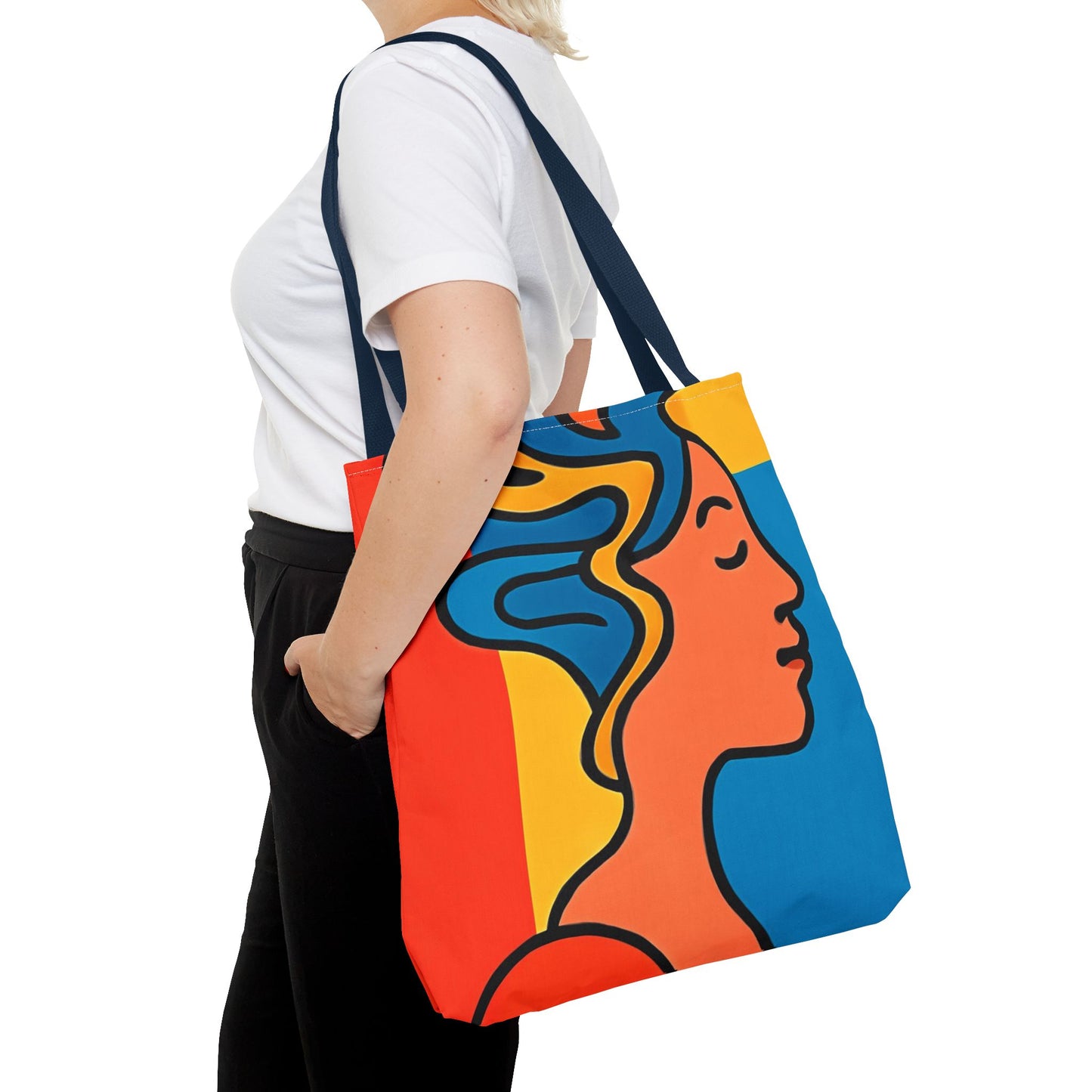 Colorful Abstract Face Tote Bag - Stylish Chic Design for Art Lovers