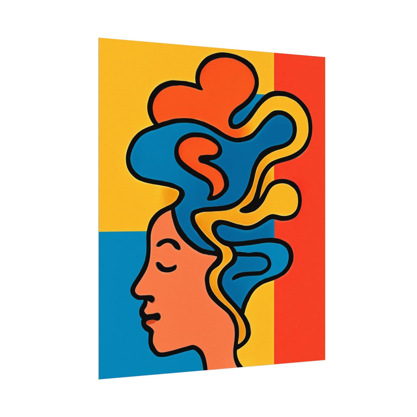 Poster Print - Colorful Abstract Woman with Textured Watercolor Art - GenZ & Millennials