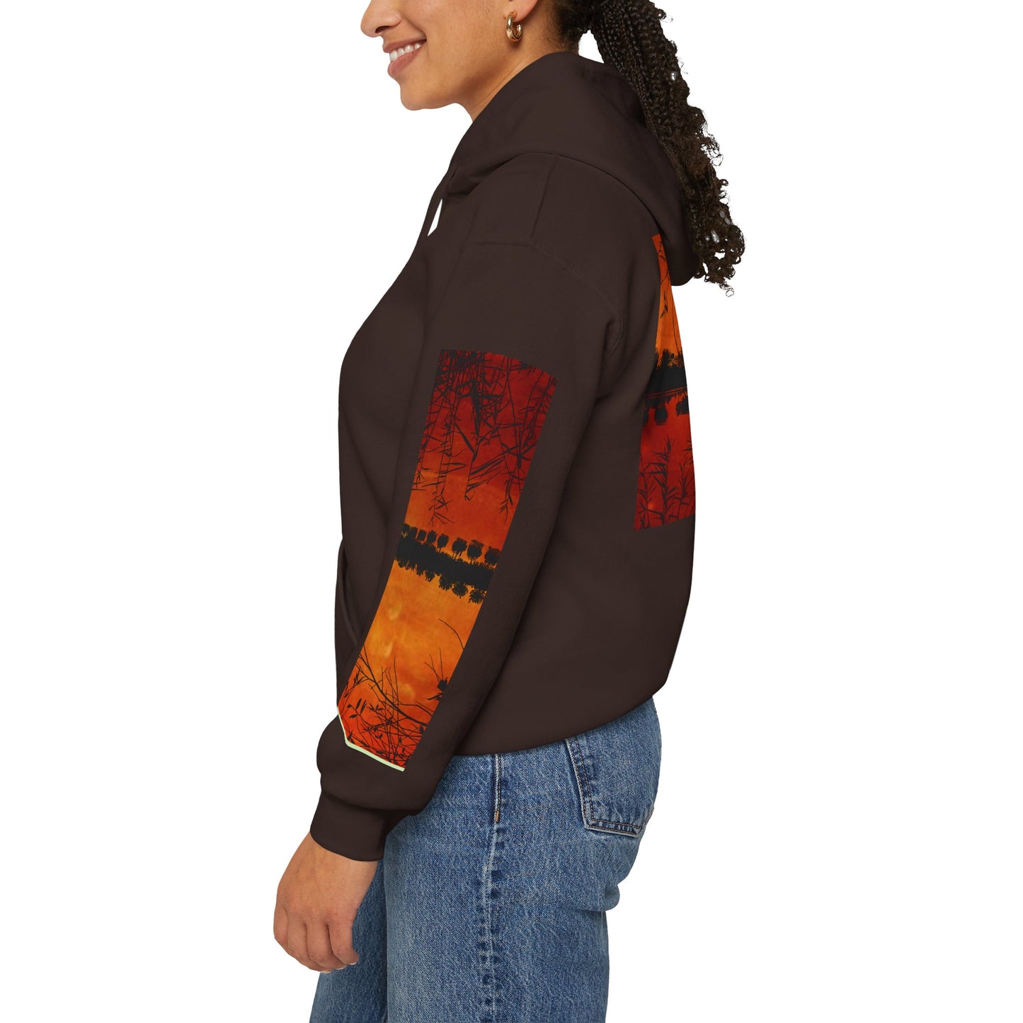 Sunset Reflection Hoodie - Cozy Unisex Heavy Blend™ Sweatshirt with Vibrant Nature Design