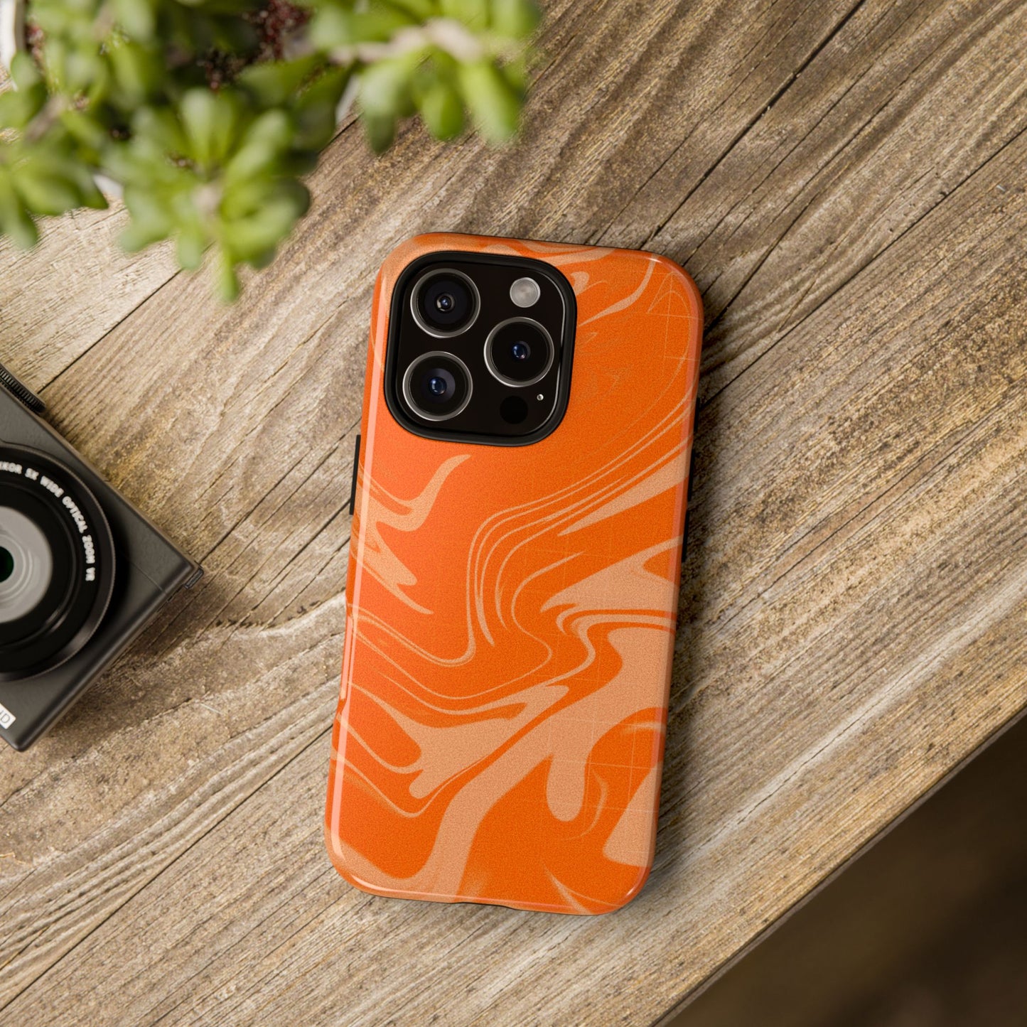 Stylish Orange Marble Phone Case - Tough Cases for Trendy Protection