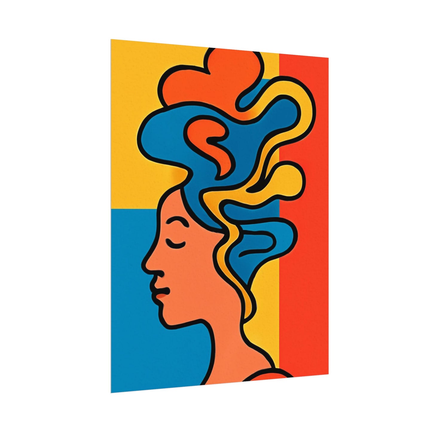 Poster Print - Colorful Abstract Woman with Textured Watercolor Art - GenZ & Millennials