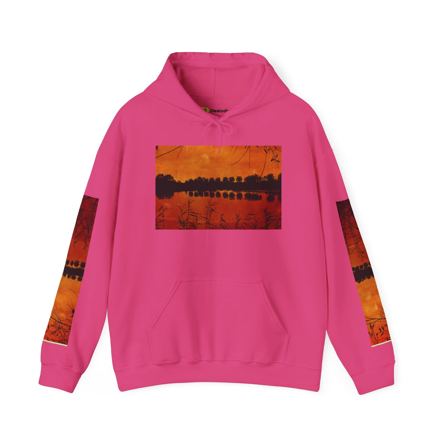 Sunset Reflection Hoodie - Cozy Unisex Heavy Blend™ Sweatshirt with Vibrant Nature Design