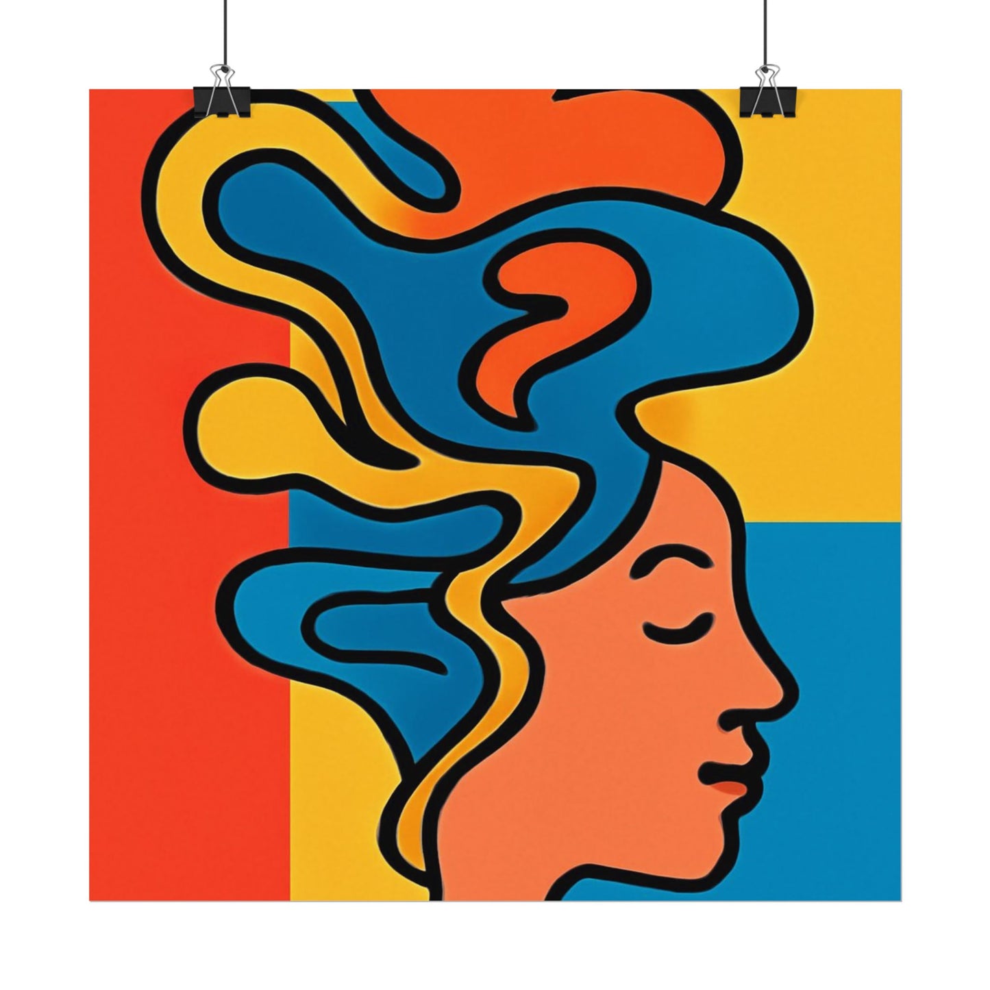 Poster Print - Colorful Abstract Woman with Textured Watercolor Art - GenZ & Millennials