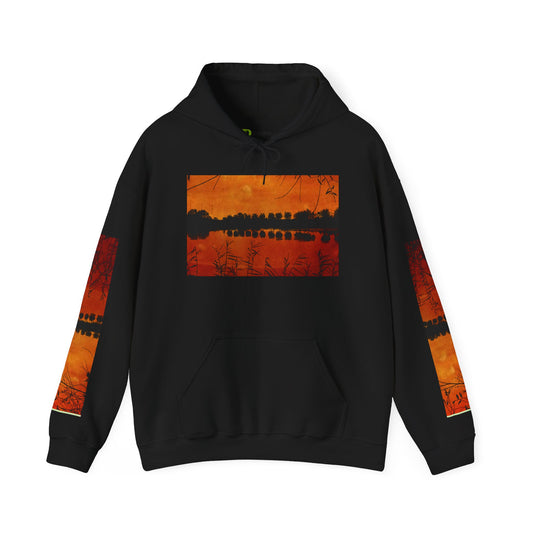 Sunset Reflection Hoodie - Cozy Unisex Heavy Blend™ Sweatshirt with Vibrant Nature Design