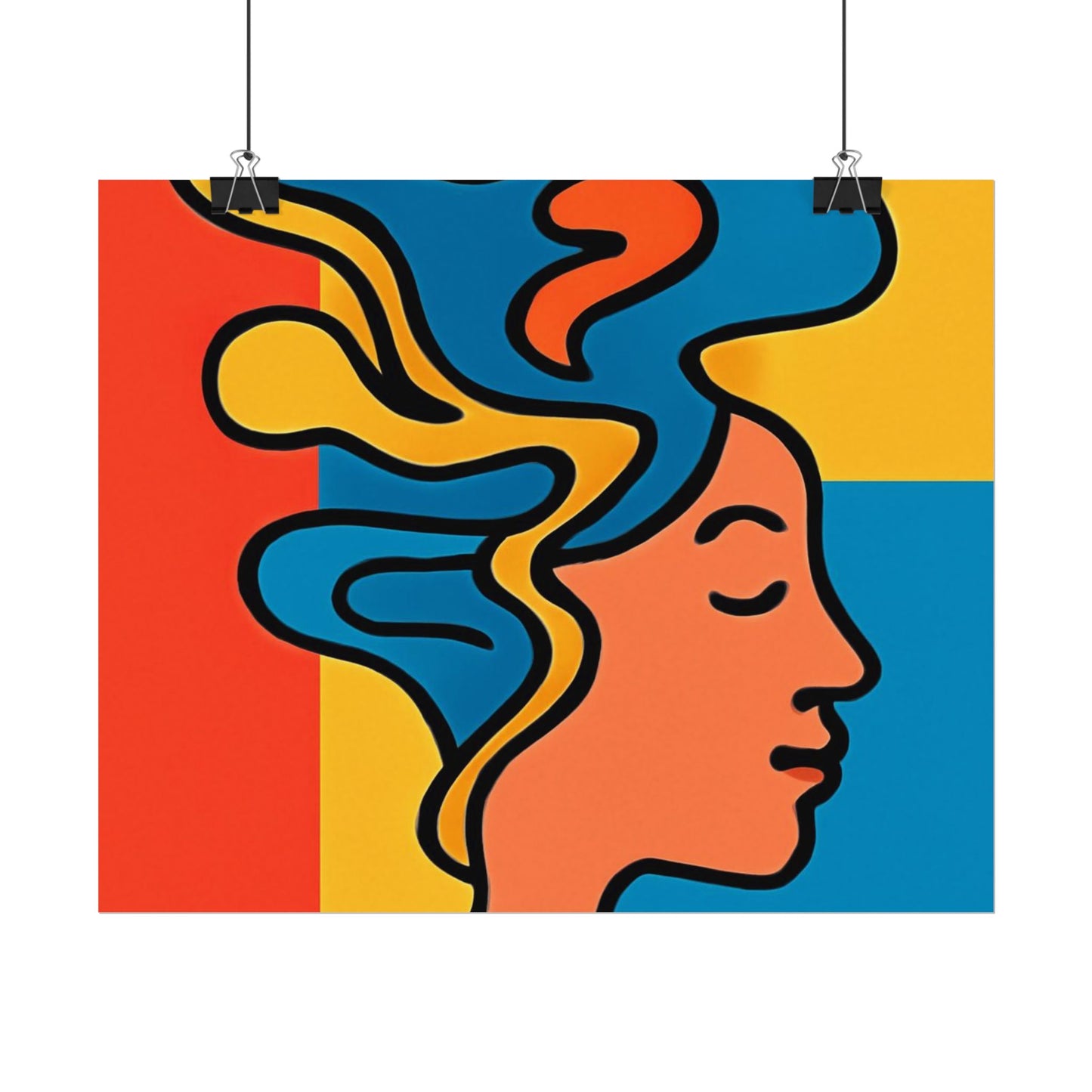 Poster Print - Colorful Abstract Woman with Textured Watercolor Art - GenZ & Millennials