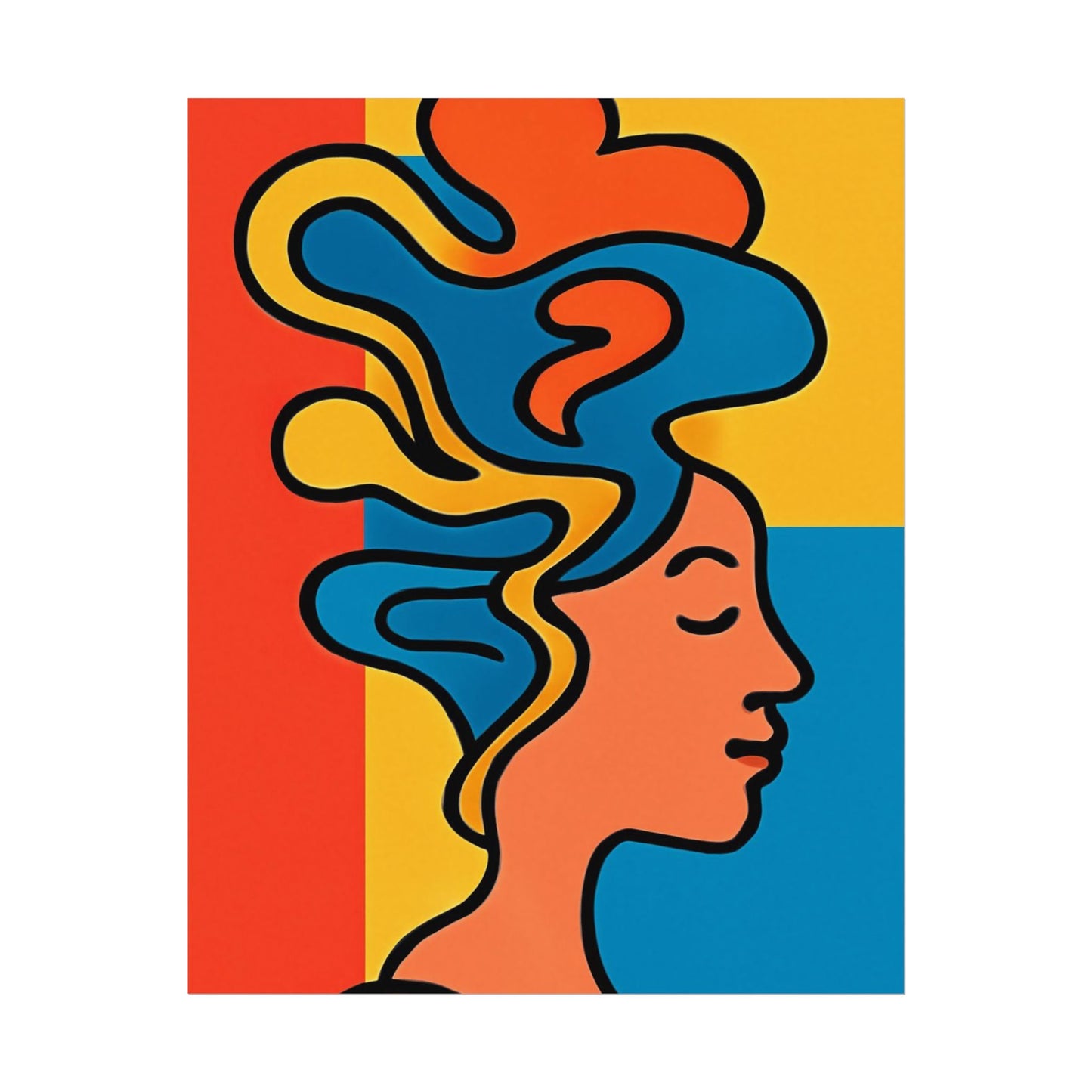 Poster Print - Colorful Abstract Woman with Textured Watercolor Art - GenZ & Millennials