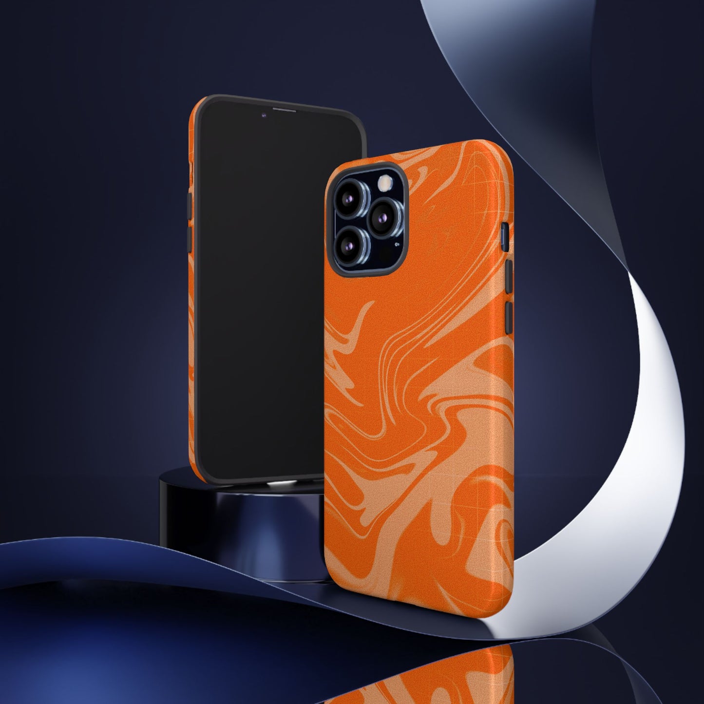 Stylish Orange Marble Phone Case - Tough Cases for Trendy Protection