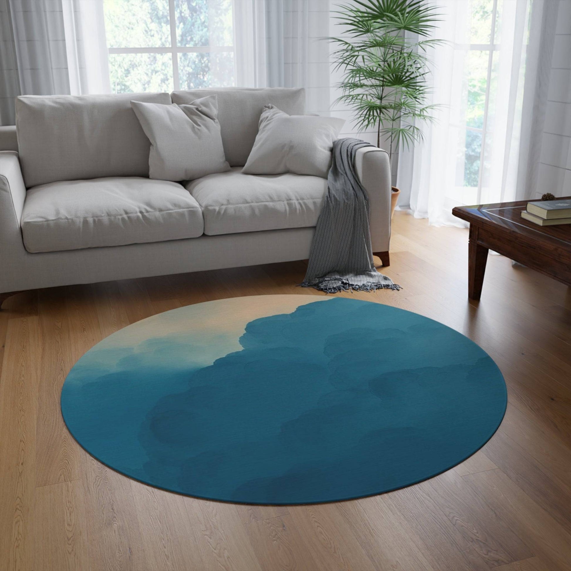 Serene Cloud Round Rug | Soft Textured Area Rug for Cozy Living Spaces